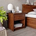 Wakefit Bedside Table| Engineered Wood Side Table with Storage with Single Drawer | 1 Year Warranty | - Astra - Columbian Walnut
