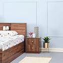 Wakefit Bedside Table| Engineered Wood Side Table with Storage with Double Drawer | 1 Year Warranty | - Elara - Columbian Walnut