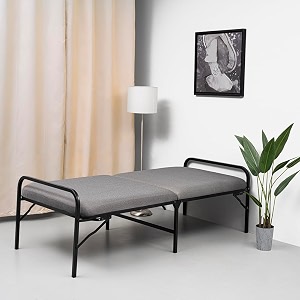 wakefit metal folding bed single size with high resilience foam mattress - easy to store and comfortable for guests