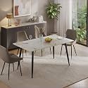 Wakefit Giloy Dining Table - 6 Seater I Marble Finish I Vitrified Tile Top I Vibranium Brown
