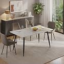 Wakefit Giloy Dining Table - 6 Seater I Marble Finish I Vitrified Tile Top I Golden Statuario