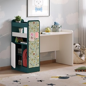 wakefit study table for kids  1 year warranty  study table for kids 5-12 years - homer forsty white amp petrol blue