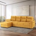 Wakefit Sofa Set | 5 Year Warranty | Sofa 3 Seater, 3 Seater Sofa for Living Room, Wooden Sofa Set, 3 Seater + Left Aligned, Sofa for Living Room - Lounger Plus(Reflection : Yellow)