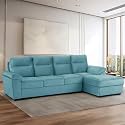 Wakefit Sofa Set | 5 Year Warranty | Sofa 3 Seater, 3 Seater Sofa for Living Room, Wooden Sofa Set, 3 Seater + Right Aligned, Sofa for Living Room - Lounger Plus(Reflection : Aqua Blue)