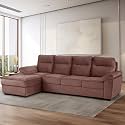 Wakefit Sofa Set | 3 Year Warranty | Sofa 3 Seater, 3 Seater Sofa for Living Room, Wooden Sofa Set, 3 Seater + Left Aligned, Sofa for Living Room - Lounger Plus(Reflection : Rose Brown)