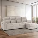 Wakefit Sofa Set | 3 Year Warranty | Sofa 3 Seater, 3 Seater Sofa for Living Room, Wooden Sofa Set, 3 Seater + Right Aligned, Sofa for Living Room - Lounger Plus(Reflection : White)