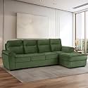 Wakefit Sofa Set | 5 Year Warranty | Sofa 3 Seater, 3 Seater Sofa for Living Room, Wooden Sofa Set, 3 Seater + Right Aligned, Sofa for Living Room - Lounger Plus(Reflection : Green)