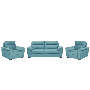 wakefit 5 seater sofa set  311 seater lounger plus  aqua blue  pine wood engineered wood frame  polyester upholstery  40 density foam filling  5 year warranty