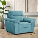 Wakefit Sofa Set | 5 Year Warranty | Sofa 1 Seater, 1 Seater Sofa for Living Room, Wooden Sofa Set, Single Seater - Lounger Plus(Reflection : Aqua Blue)