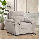 Wakefit Sofa Set | 3 Year Warranty | Sofa 1 Seater, 1 Seater Sofa for Living Room, Wooden Sofa Set, Single Seater - Lounger Plus(Reflection : White)