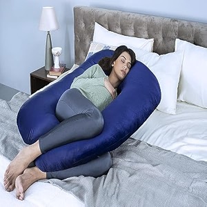 wakefit pregnancy amp nursing pillow combo  6 months warranty  u shape maternity pillow for pregnancy sleeping 5 in 1 nursing pillow for breastfeeding with cotton removable cover  dark blue