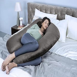 wakefit pregnancy pillow  6 months warranty  velvet c-shape maternity pillow for pregnant mothers pillow for pregnant women  pink