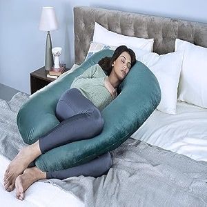wakefit pregnancy amp nursing pillow combo  6 months warranty  u shape maternity pillow for pregnancy sleeping 5 in 1 nursing pillow for breastfeeding with cotton removable cover  peacock green