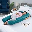 Wakefit Pregnancy Pillow | 6 Months Warranty | Velvet C-Shape Maternity Pillow for Pregnant Mothers, Pillow for Pregnant Women | Peacock Green