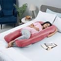 Wakefit Pregnancy Pillow | 6 Months Warranty | Velvet U-Shape Maternity Pillow for Pregnant Mothers, Pillow for Pregnant Women | Pink