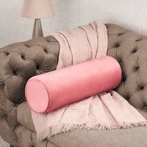 wakefit medium firm bolster pillow  pack of 1  23x8 inch  foam amp removable velvet fabric  machine washable cover  for bed sofa amp diwan  pink