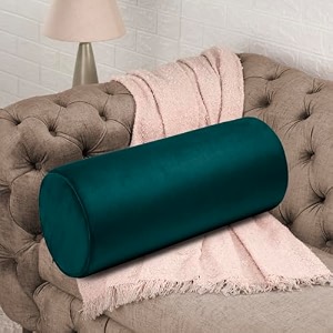 wakefit medium firm bolster pillow  pack of 1  25x10 inch  foam amp removable velvet fabric  machine washable cover  for bed sofa amp diwan  green