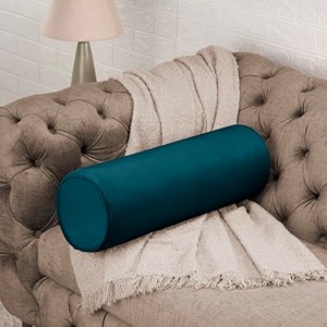 wakefit medium firm bolster pillow  pack of 1  23x8 inch  foam amp removable velvet fabric  machine washable cover  for bed sofa amp diwan  green