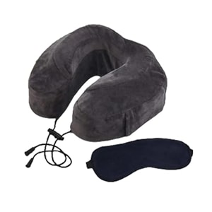wakefit memory foam neck pillow for travel multipurpose for neck rest  travel in aeroplane  car  train  bus for men and women eye mask free standard