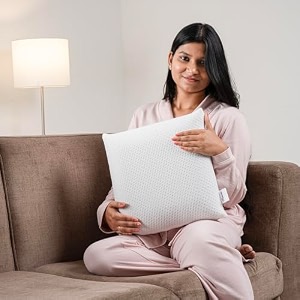wakefit memory foam back support cushion set of 4  ergonomic lumbar lower amp upper back support pillow  textured mesh cover  office chair amp car seat cushion  2 year warranty  14x14 inch  white