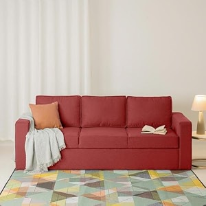 wakefit sofa set  3 year warranty  sofa 3 seater 3 seater sofa for living room wooden sofa set couch sofa for living room sofa for living room - napperomega  red