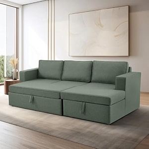 wakefit napper  3 seater sofa bed  green velvet  865 cm w x 136 l 84 h  convertible  pine wood frame amp legs  3 yrs warranty