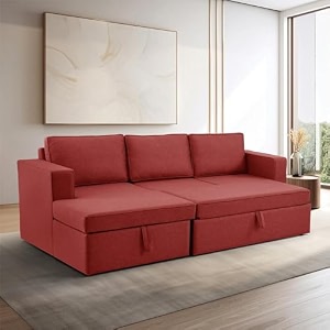 wakefit sofa cum bed  3 yrs warranty  sofa cum bed 3 seater sofa bed 6 x 4 feet bed cum sofa foldable sofa cum bed sofa cum bed for living room with 3 cushions - napper omega red