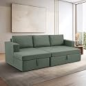 Wakefit 3 Seater Sofa Bed | 3 Yrs Warranty | Green, Pine Wood, Modern, Convertible, 136 cm L x 86.5 cm W x 84 cm H, Living Room