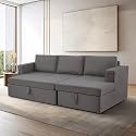 Wakefit Sofa Cum Bed | 3 Yrs Warranty | Sofa Cum Bed 3 Seater, Sofa Bed 6 X 4 Feet, Bed Cum Sofa, Foldable Sofa Cum Bed, Sofa Cum Bed for Living Room with 3 Cushions - Napper (Omega: Ash Grey)