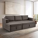 Wakefit Sofa Cum Bed | 3 Yrs Warranty | Sofa Cum Bed 3 Seater, Sofa Bed 6 X 4 Feet, Bed Cum Sofa, Foldable Sofa Cum Bed, Sofa Cum Bed for Living Room with 3 Cushions - Napper (Omega: Choco Brown)