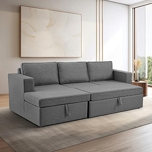 wakefit sofa cum bed  3 yrs warranty  sofa cum bed 3 seater sofa bed 6 x 4 feet bed cum sofa foldable sofa cum bed sofa cum bed for living room with 3 cushions - napper omega grey