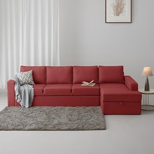 wakefit sofa set  3 year warranty  sofa 3 seater 3 seater sofa for living room wooden sofa set 3 seater  right aligned sofa for living room - napperomega  red