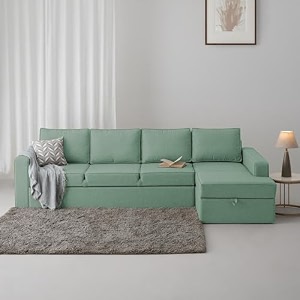 wakefit sofa set  3 year warranty  sofa 3 seater 3 seater sofa for living room wooden sofa set 3 seater  right aligned sofa for living room - napperomega  green