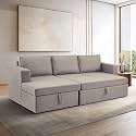 Wakefit 3 Seater Sofa Bed, 6 X 4 Feet, Pearl, Pine Wood, High Density Foam, Modern, Armless, Split Back, 3 Cushions, 3 Yrs Warranty