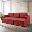 Wakefit Sofa Cum Bed | 3 Yrs Warranty | Sofa Cum Bed 3 Seater, Sofa Bed 6 X 4 Feet, Bed Cum Sofa, Foldable Sofa Cum Bed, Sofa Cum Bed for Living Room with 3 Cushions - Napper (Omega: Red)