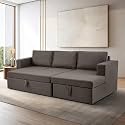 Wakefit Sofa Cum Bed | 3 Yrs Warranty | Sofa Cum Bed 3 Seater, Sofa Bed 6 X 4 Feet, Bed Cum Sofa, Foldable Sofa Cum Bed, Sofa Cum Bed for Living Room with 3 Cushions - Napper (Omega: Brown)