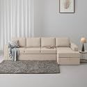 Wakefit Sofa Set | 3 Year Warranty | Sofa 3 Seater, 3 Seater Sofa for Living Room, Wooden Sofa Set, 3 Seater + Right Aligned, Sofa for Living Room - Napper(Omega : Pearl)