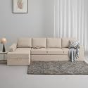 Wakefit Sofa Set | 3 Year Warranty | Sofa 3 Seater, 3 Seater Sofa for Living Room, Wooden Sofa Set, 3 Seater + Left Aligned, Sofa for Living Room - Napper(Omega : Pearl)