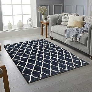wakefit the network microfiber rug navy blue 152x213 cm