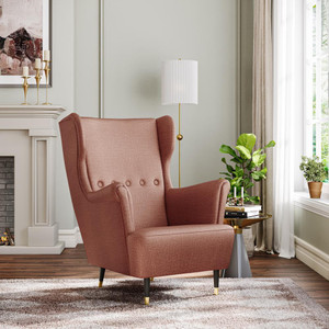 wakefit nicco wing chair solid wood living room chair
