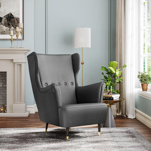 wakefit nicco wing chair solid wood living room chair