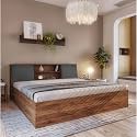 Wakefit Bed | 1 Yr Warranty | King Size Bed, Storage Box &amp; Foam-Cushioned Upholstery Headboard, Density: 680–750 kg/m³, Termite &amp; Borer Resistant, Fits Mattresses Up to 8 Inches (Orion 78 x 72 - CW)