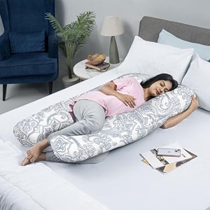 wakefit pregnancy pillow  6 months warranty  100 cotton u-shape maternity pillow for pregnant mothers pillow for pregnant women with breathable amp no heat fabric  paisley