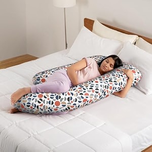 wakefit pregnancy pillow  6 months warranty  100 cotton j-shape maternity pillow for pregnant mothers pillow for pregnant women with breathable amp no heat fabric  navy blue