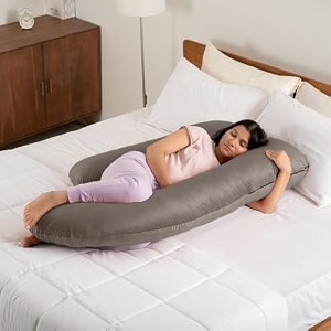 wakefit pregnancy pillow  6 months warranty  velvet c-shape maternity pillow for pregnant mothers pillow for pregnant women  charcoal grey