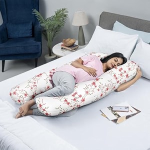 wakefit pregnancy pillow  6 months warranty  100 cotton u-shape maternity pillow for pregnant mothers pillow for pregnant women with breathable amp no heat fabric  sakura white