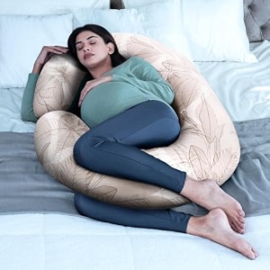 wakefit pregnancy pillow  6 months warranty  velvet c-shape maternity pillow for pregnant mothers pillow for pregnant women  charcoal grey