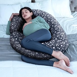 wakefit pregnancy pillow  6 months warranty  velvet c-shape maternity pillow for pregnant mothers pillow for pregnant women  charcoal grey