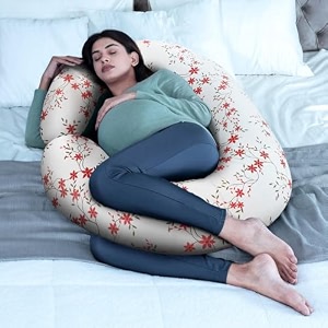 wakefit pregnancy pillow  6 months warranty  100 cotton c-shape maternity pillow for pregnant mothers pillow for pregnant women with breathable amp no heat fabric  sakura white