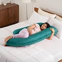 Wakefit Pregnancy Pillow | 6 Months Warranty | Velvet J-Shape Maternity Pillow for Pregnant Mothers, Pillow for Pregnant Women | Peacock Green